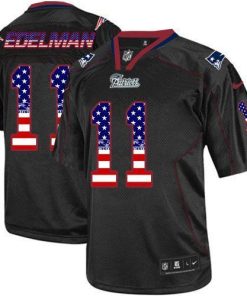 Nike Patriots #11 Julian Edelman Black Men's Stitched NFL Elite USA Flag Fashion Jersey