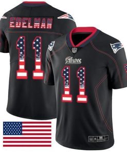 Nike Patriots #11 Julian Edelman Black Men's Stitched NFL Limited Rush USA Flag Jersey