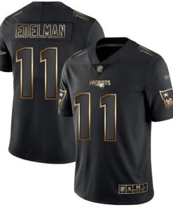 Nike Patriots #11 Julian Edelman Black/Gold Men's Stitched NFL Vapor Untouchable Limited Jersey