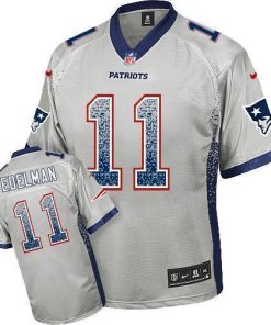 Nike Patriots #11 Julian Edelman Grey Men's Stitched NFL Elite Drift Fashion Jersey