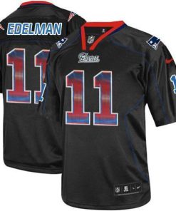 Nike Patriots #11 Julian Edelman Lights Out Black Men's Stitched NFL Elite Strobe Jersey