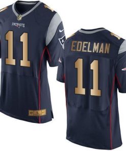 Nike Patriots #11 Julian Edelman Navy Blue Team Color Men's Stitched NFL New Elite Gold Jersey