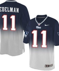Nike Patriots #11 Julian Edelman Navy Blue/Grey Men's Stitched NFL Elite Fadeaway Fashion Jersey