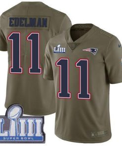 Nike Patriots #11 Julian Edelman Olive Super Bowl LIII Bound Men's Stitched NFL Limited 2017 Salute To Service Jersey