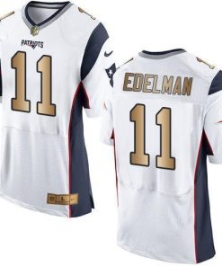 Nike Patriots #11 Julian Edelman White Men's Stitched NFL New Elite Gold Jersey