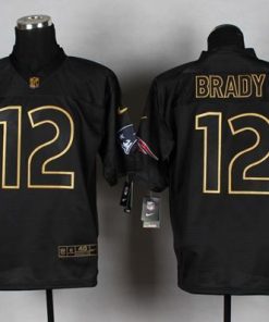 Nike Patriots #12 Tom Brady Black Gold No. Fashion Men's Stitched NFL Elite Jersey