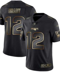 Nike Patriots #12 Tom Brady Black/Gold Men's Stitched NFL Vapor Untouchable Limited Jersey