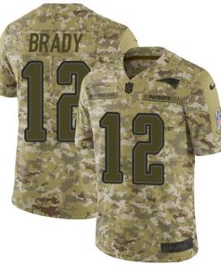 Nike Patriots #12 Tom Brady Camo Men's Stitched NFL Limited 2018 Salute To Service Jersey
