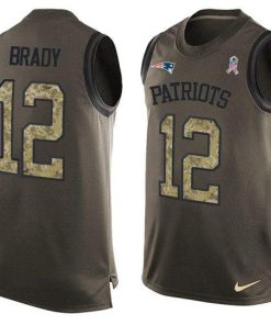Nike Patriots #12 Tom Brady Green Men's Stitched NFL Limited Salute To Service Tank Top Jersey