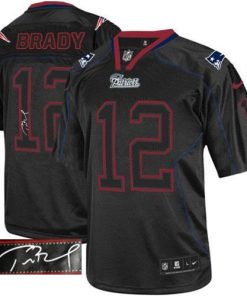 Nike Patriots #12 Tom Brady Lights Out Black Men's Stitched NFL Elite Autographed Jersey