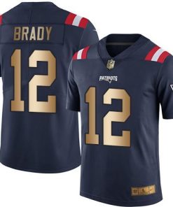 Nike Patriots #12 Tom Brady Navy Blue Men's Stitched NFL Limited Gold Rush Jersey
