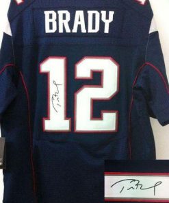 Nike Patriots #12 Tom Brady Navy Blue Team Color Men's Stitched NFL Elite Autographed Jersey