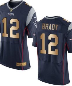 Nike Patriots #12 Tom Brady Navy Blue Team Color Men's Stitched NFL New Elite Gold Jersey