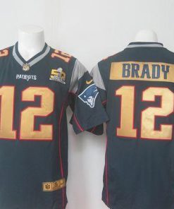 Nike Patriots #12 Tom Brady Navy Blue Team Color Super Bowl 50 Collection Men's Stitched NFL Elite Jersey