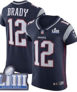 Nike Patriots #12 Tom Brady Navy Blue Team Color Super Bowl LIII Bound Men's Stitched NFL Vapor Untouchable Elite Jersey