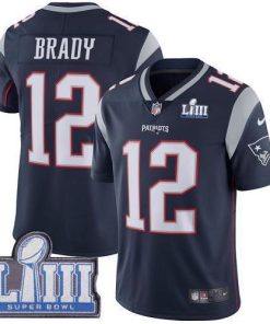 Nike Patriots #12 Tom Brady Navy Blue Team Color Super Bowl LIII Bound Men's Stitched NFL Vapor Untouchable Limited Jersey
