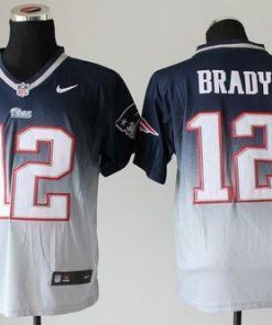 Nike Patriots #12 Tom Brady Navy Blue/Grey Men's Stitched NFL Elite Fadeaway Fashion Jersey