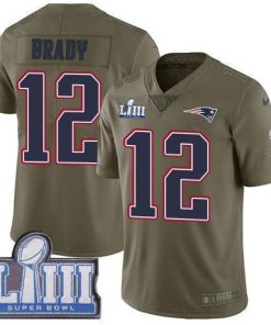 Nike Patriots #12 Tom Brady Olive Super Bowl LIII Bound Men's Stitched NFL Limited 2017 Salute To Service Jersey
