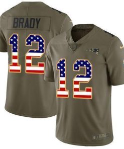 Nike Patriots #12 Tom Brady Olive/USA Flag Men's Stitched NFL Limited 2017 Salute To Service Jersey