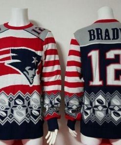 Nike Patriots #12 Tom Brady Red/Navy Blue Men's Ugly Sweater