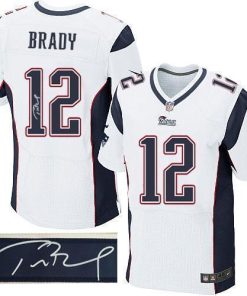 Nike Patriots #12 Tom Brady White Men's Stitched NFL Elite Autographed Jersey