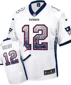 Nike Patriots #12 Tom Brady White Men's Stitched NFL Elite Drift Fashion Jersey