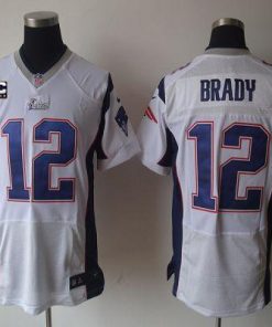 Nike Patriots #12 Tom Brady White With C Patch Men's Stitched NFL Elite Jersey