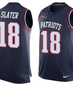 Nike Patriots #18 Matt Slater Navy Blue Team Color Men's Stitched NFL Limited Tank Top Jersey