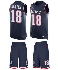 Nike Patriots #18 Matt Slater Navy Blue Team Color Men's Stitched NFL Limited Tank Top Suit Jersey