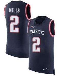 Nike Patriots #2 Jalen Mills Navy Blue Team Color Men's Stitched NFL Limited Rush Tank Top Jersey