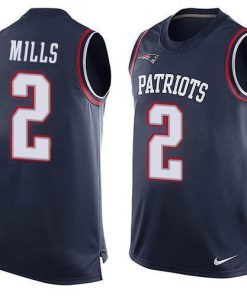 Nike Patriots #2 Jalen Mills Navy Blue Team Color Men's Stitched NFL Limited Tank Top Jersey