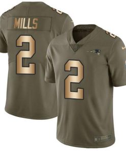 Nike Patriots #2 Jalen Mills Olive/Gold Men's Stitched NFL Limited 2017 Salute To Service Jersey