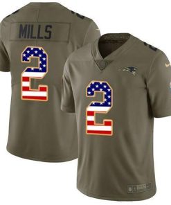 Nike Patriots #2 Jalen Mills Olive/USA Flag Men's Stitched NFL Limited 2017 Salute To Service Jersey