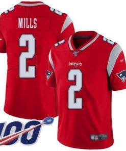Nike Patriots #2 Jalen Mills Red Men's Stitched NFL Limited Inverted Legend 100th Season Jersey