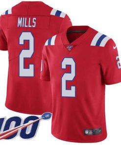 Nike Patriots #2 Jalen Mills Red Alternate Men's Stitched NFL 100th Season Vapor Limited Jersey