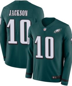 Nike Philadelphia Eagles #10 DeSean Jackson Midnight Green Team Color Men's Stitched NFL Limited Therma Long Sleeve Jersey Men's