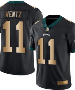 Nike Philadelphia Eagles #11 Carson Wentz Black Men's Stitched NFL Limited Gold Rush Jersey Men's