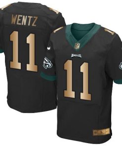 Nike Philadelphia Eagles #11 Carson Wentz Black Alternate Men's Stitched NFL New Elite Gold Jersey Men's