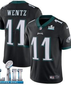 Nike Philadelphia Eagles #11 Carson Wentz Black Alternate Super Bowl LII Men's Stitched NFL Vapor Untouchable Limited Jersey Men's
