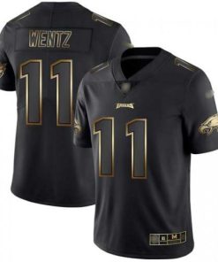 Nike Philadelphia Eagles #11 Carson Wentz Black/Gold Men's Stitched NFL Vapor Untouchable Limited Jersey Men's