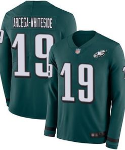 Nike Philadelphia Eagles #19 JJ Arcega-Whiteside Midnight Green Team Color Men's Stitched NFL Limited Therma Long Sleeve Jersey Men's