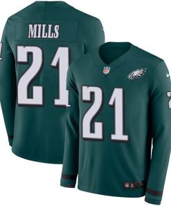 Nike Philadelphia Eagles #21 Jalen Mills Green Team Color Men's Stitched NFL Limited Therma Long Sleeve Jersey Men's
