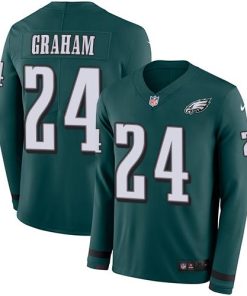 Nike Philadelphia Eagles #24 Corey Graham Midnight Green Team Color Men's Stitched NFL Limited Therma Long Sleeve Jersey Men's