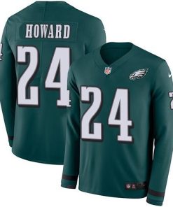 Nike Philadelphia Eagles #24 Jordan Howard Midnight Green Team Color Men's Stitched NFL Limited Therma Long Sleeve Jersey Men's