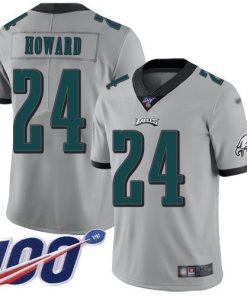 Nike Philadelphia Eagles #24 Jordan Howard Silver Men's Stitched NFL Limited Inverted Legend 100th Season Jersey Men's