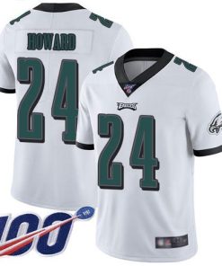 Nike Philadelphia Eagles #24 Jordan Howard White Men's Stitched NFL 100th Season Vapor Limited Jersey Men's