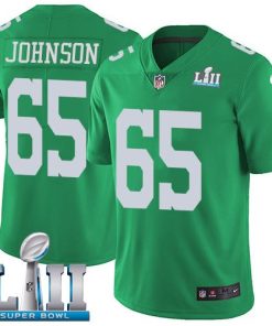 Nike Philadelphia Eagles #65 Lane Johnson Green Super Bowl LII Men's Stitched NFL Limited Rush Jersey Men's