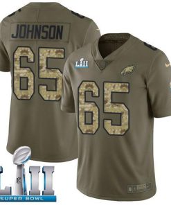 Nike Philadelphia Eagles #65 Lane Johnson Olive/Camo Super Bowl LII Men's Stitched NFL Limited 2017 Salute To Service Jersey Men's