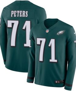 Nike Philadelphia Eagles #71 Jason Peters Midnight Green Team Color Men's Stitched NFL Limited Therma Long Sleeve Jersey Men's