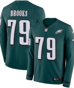 Nike Philadelphia Eagles #79 Brandon Brooks Midnight Green Team Color Men's Stitched NFL Limited Therma Long Sleeve Jersey Men's